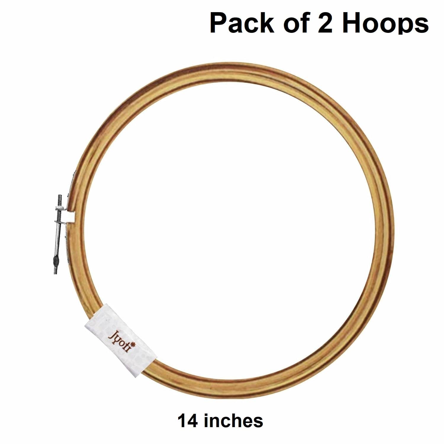 Jyoti Embroidery Hoop, Wooden Round Adjustable, (2 Pieces of 14 Inches with Steel Fitting), Easily Loosen/Tighten, Cross Stitch Hoop Ring for Sewing, Needlework, Craft Projects & Ornaments - Pack of 2 - Stationery | Buy online on ZillyBuy