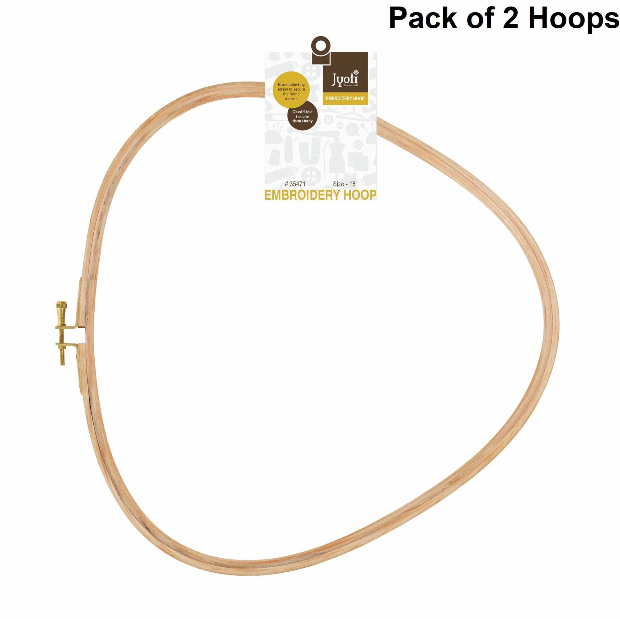    			Jyoti Embroidery Hoop, Wooden Triangle Adjustable, (2 Pieces of 18 in with Brass Fitting), Easily Loosen/Tighten, Cross Stitch Hoop Ring for Sewing, Needlework, Craft Projects & Ornaments - Pack of 2