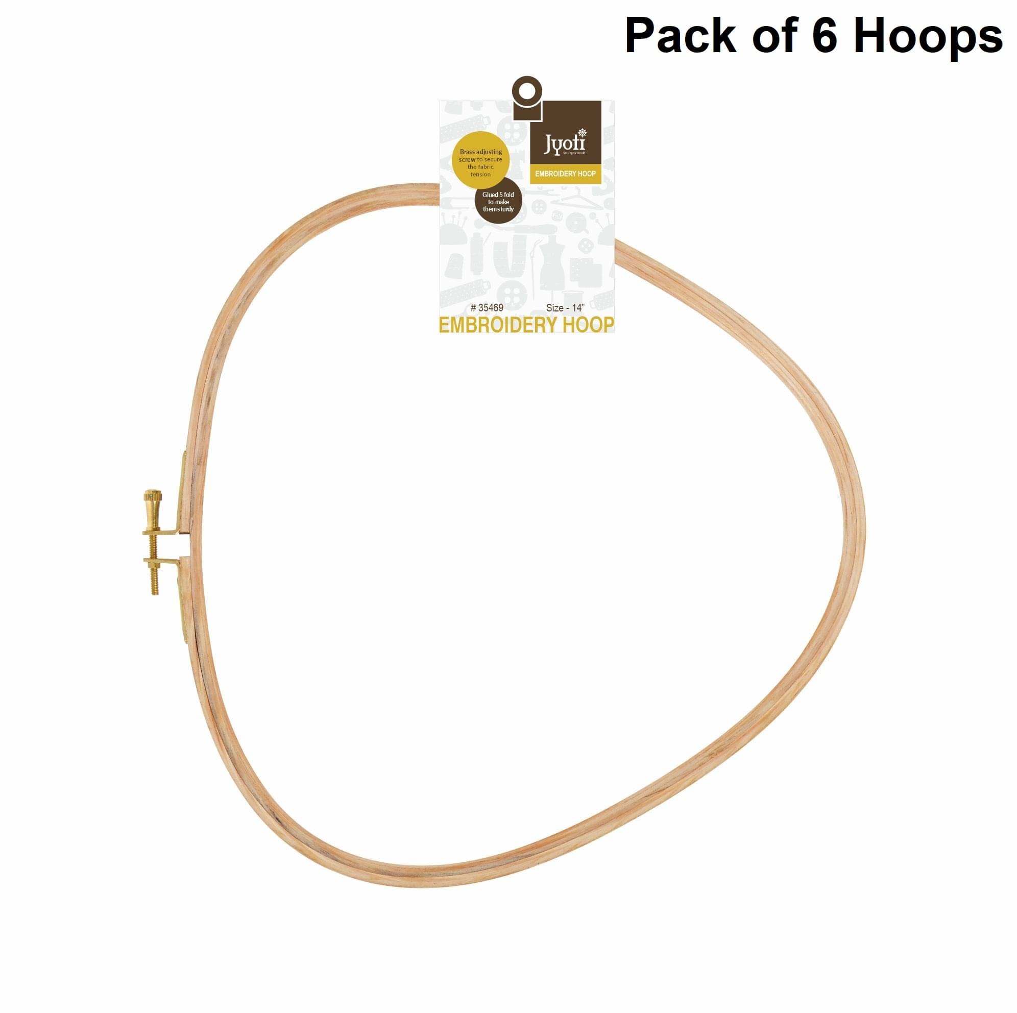    			Jyoti Embroidery Hoop, Wooden Triangle Adjustable, (6 Pieces of 14 in with Brass Fitting), Easily Loosen/Tighten, Cross Stitch Hoop Ring for Sewing, Needlework, Craft Projects & Ornaments - Pack of 6