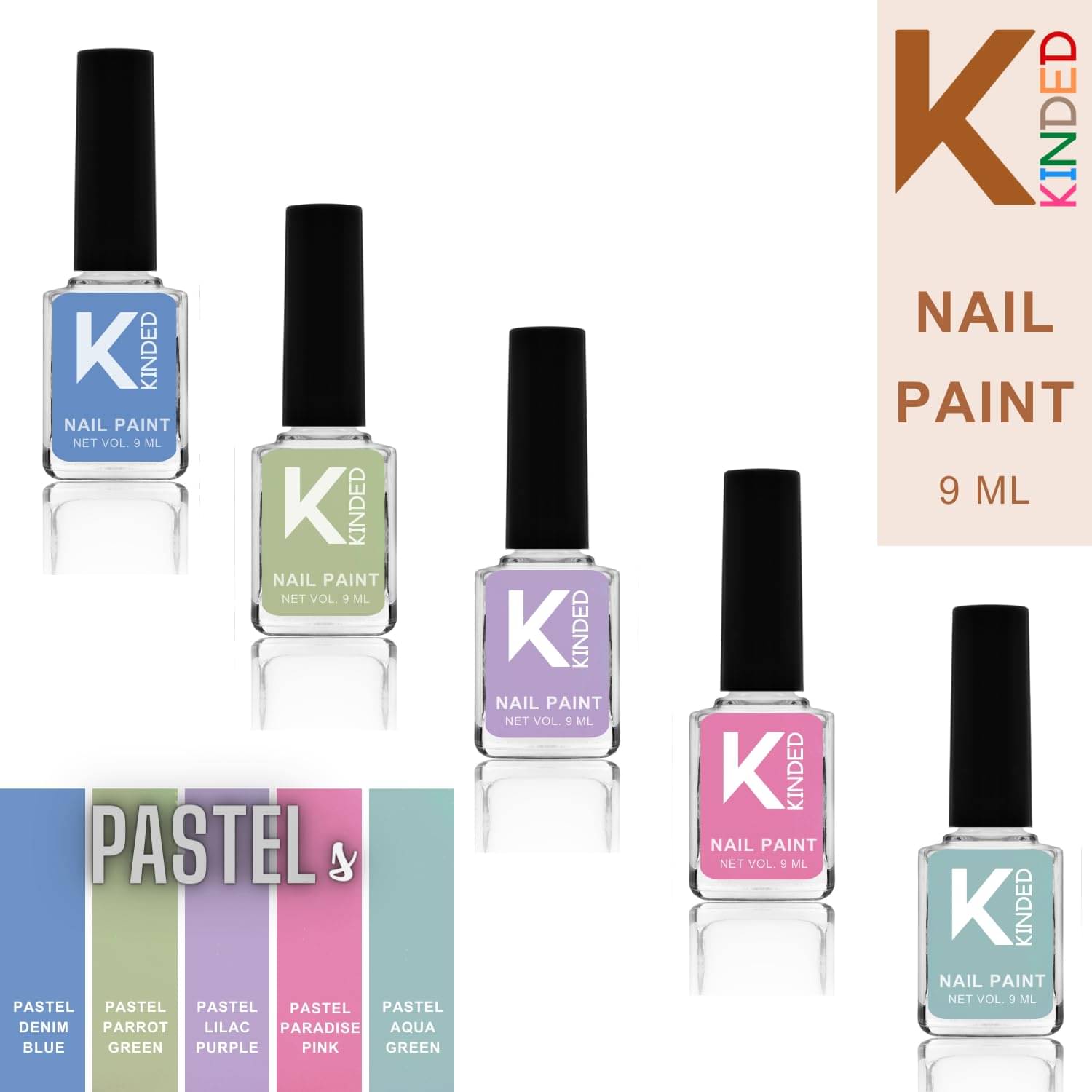     			KINDED Multi Glossy Nail Polish 45 ( Pack of 5 )