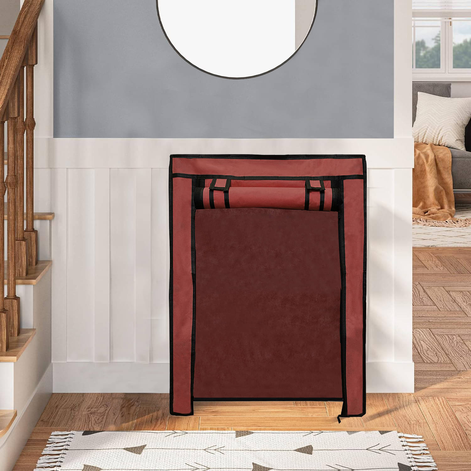 PHILOSHOP 5 Layer Shoe Rack Cover Portable Foldable Shoe Stand Non Woven Zipper Fabric Cove (Brown)     			PHILOSHOP 5 Layer Shoe Rack Cover Portable Foldable Shoe Stand Non Woven Zipper Fabric Cove (Brown)