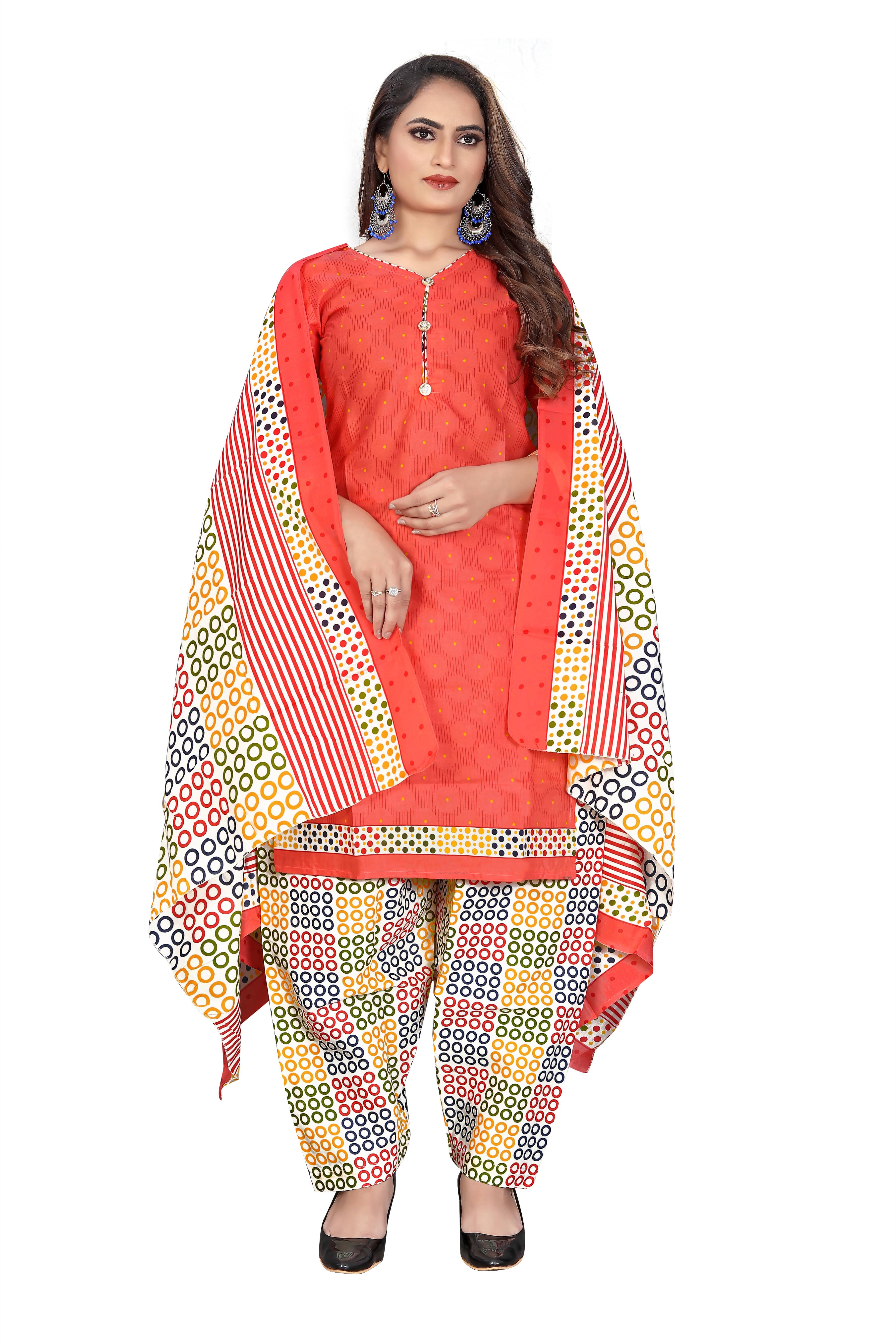 Rajnandini Women Cotton Blend Printed Straight Kurti With Patiala Salwar ( Peach ) Rajnandini Women Cotton Blend Printed Straight Kurti With Patiala Salwar ( Peach )