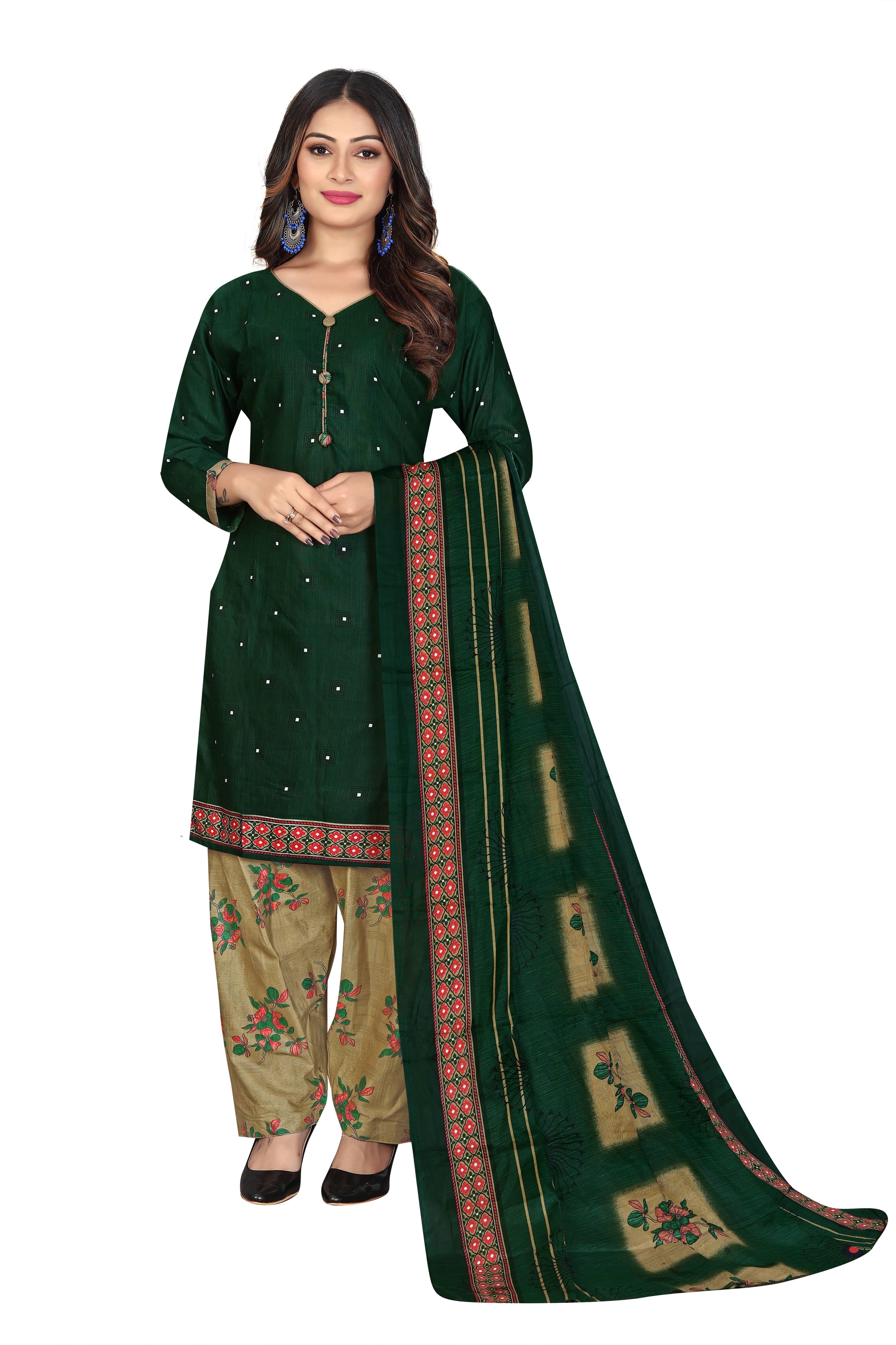 Rajnandini Women Cotton Blend Printed Straight Kurti With Patiala Salwar ( Green ) Rajnandini Women Cotton Blend Printed Straight Kurti With Patiala Salwar ( Green )