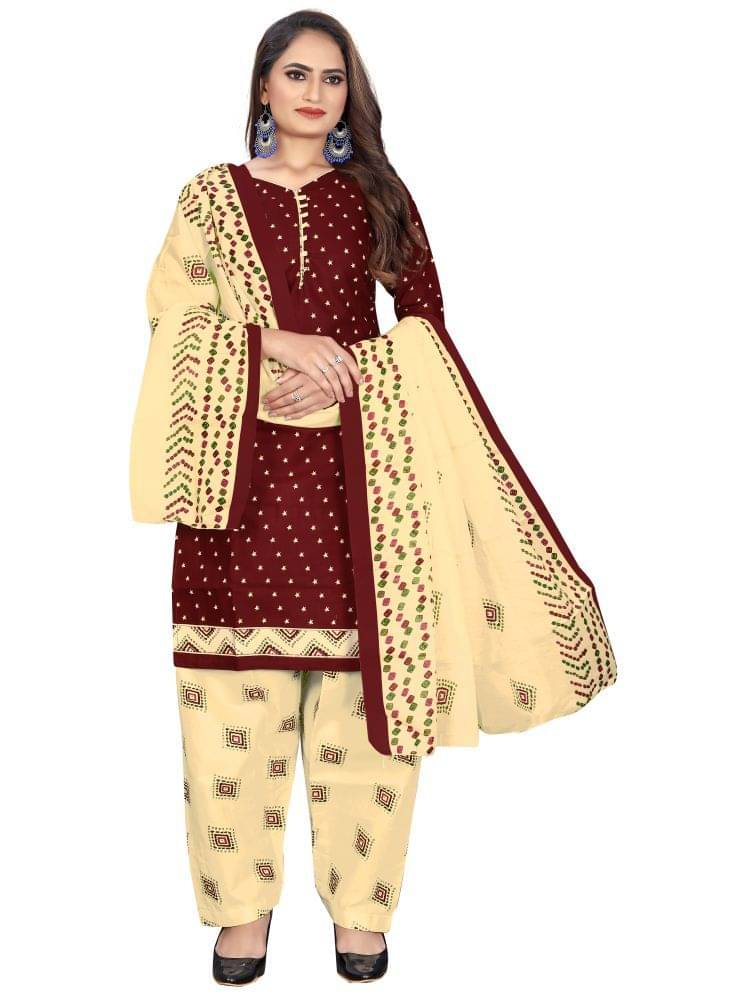 Rajnandini Women Cotton Blend Printed Straight Kurti With Patiala Salwar ( Maroon ) Rajnandini Women Cotton Blend Printed Straight Kurti With Patiala Salwar ( Maroon )