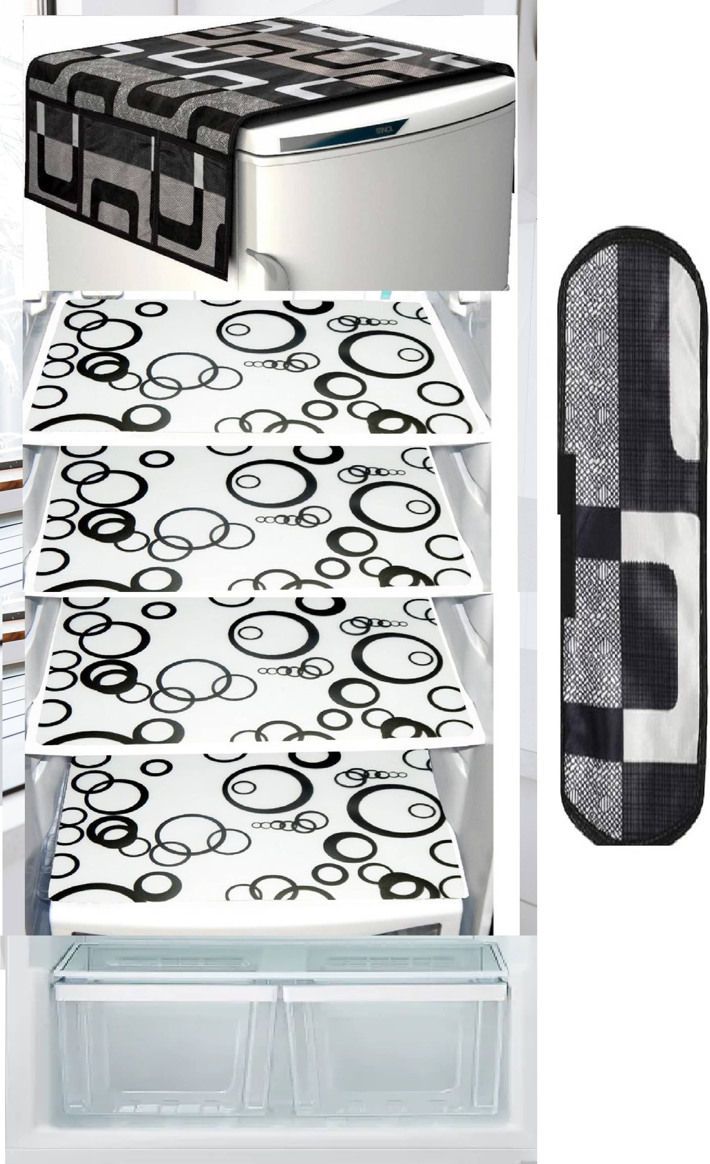     			Revexo PVC Geometric Fridge Mat & Cover ( 40 32 ) Pack of 6 - Multicolor