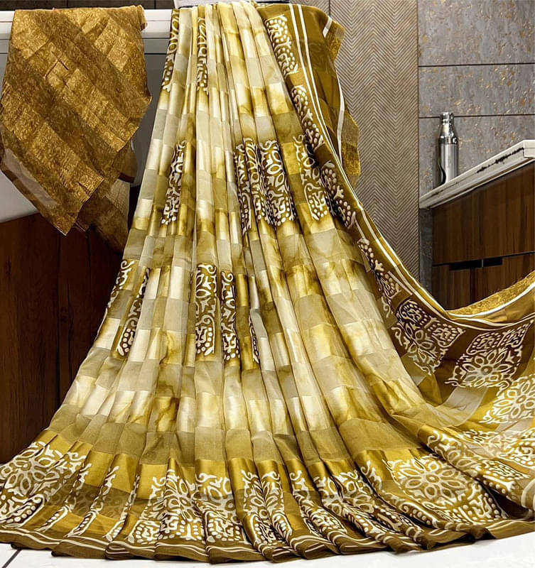 Sanjana Silk Georgette Printed Saree With Unstitched Blouse Piece ( Green ) Sanjana Silk Georgette Printed Saree With Unstitched Blouse Piece ( Green )