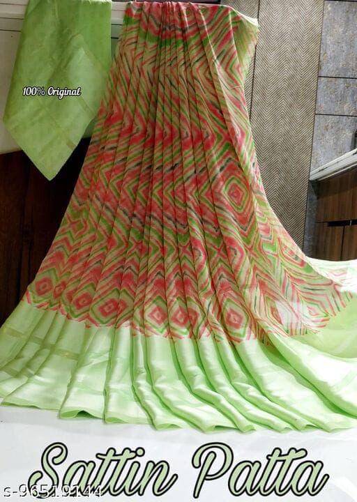 Sanjana Silk Georgette Printed Saree With Unstitched Blouse Piece ( Green ) Sanjana Silk Georgette Printed Saree With Unstitched Blouse Piece ( Green )