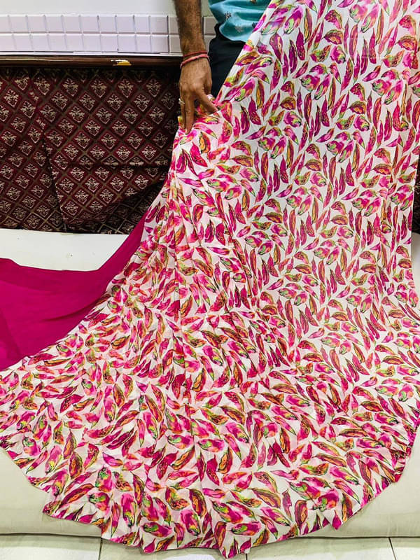 Sanjana Silks Georgette Printed Saree With Unstitched Blouse Piece ( Pink ) Sanjana Silks Georgette Printed Saree With Unstitched Blouse Piece ( Pink )