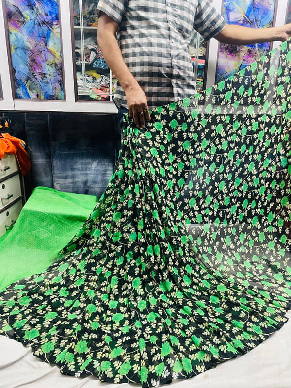Sanjana Silks Georgette Printed Saree With Unstitched Blouse Piece ( Green ) Sanjana Silks Georgette Printed Saree With Unstitched Blouse Piece ( Green )