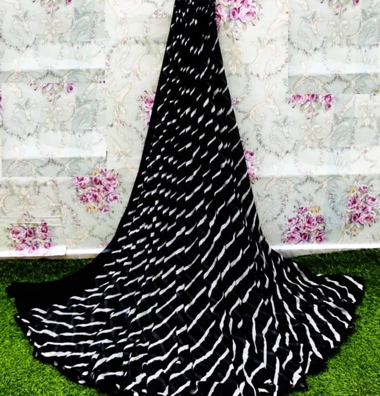 Sanwariya Silks Georgette Printed Saree With Unstitched Blouse Piece ( Black ) Sanwariya Silks Georgette Printed Saree With Unstitched Blouse Piece ( Black )