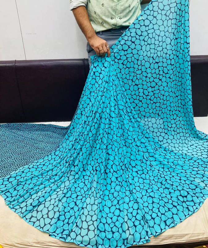 Sanwariya Silks Georgette Printed Saree With Unstitched Blouse Piece ( SkyBlue ) Sanwariya Silks Georgette Printed Saree With Unstitched Blouse Piece ( SkyBlue )