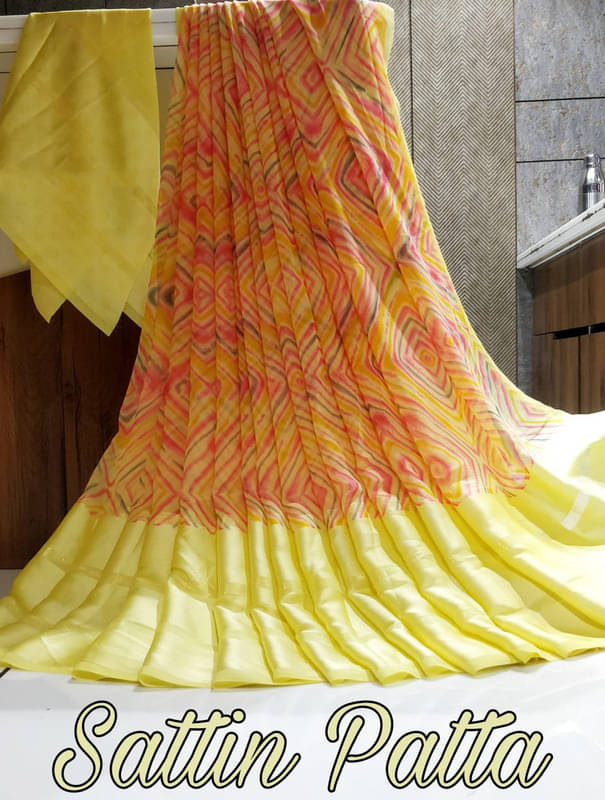 Sanwariya Silks Georgette Printed Saree With Unstitched Blouse Piece ( Yellow ) Sanwariya Silks Georgette Printed Saree With Unstitched Blouse Piece ( Yellow )