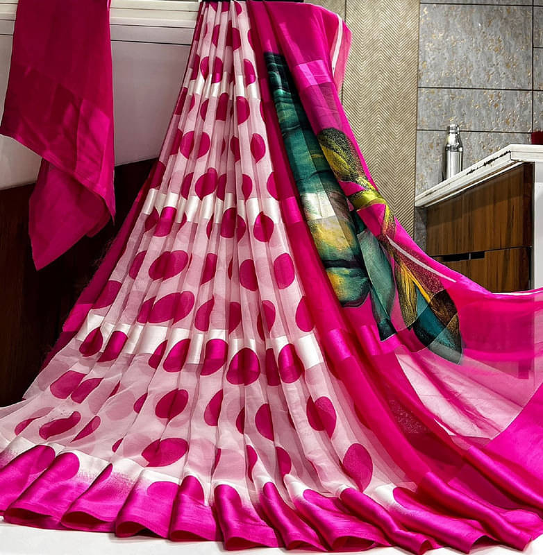 Sanwariya Silks Georgette Printed Saree With Unstitched Blouse Piece ( Pink ) Sanwariya Silks Georgette Printed Saree With Unstitched Blouse Piece ( Pink )