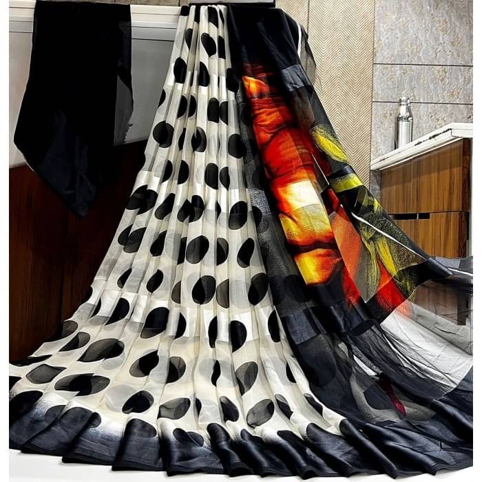 Sanwariya Silks Georgette Printed Saree With Unstitched Blouse Piece ( Black ) Sanwariya Silks Georgette Printed Saree With Unstitched Blouse Piece ( Black )