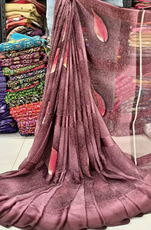 Sanwariya Silks Georgette Printed Saree With Unstitched Blouse Piece ( Wine ) Sanwariya Silks Georgette Printed Saree With Unstitched Blouse Piece ( Wine )