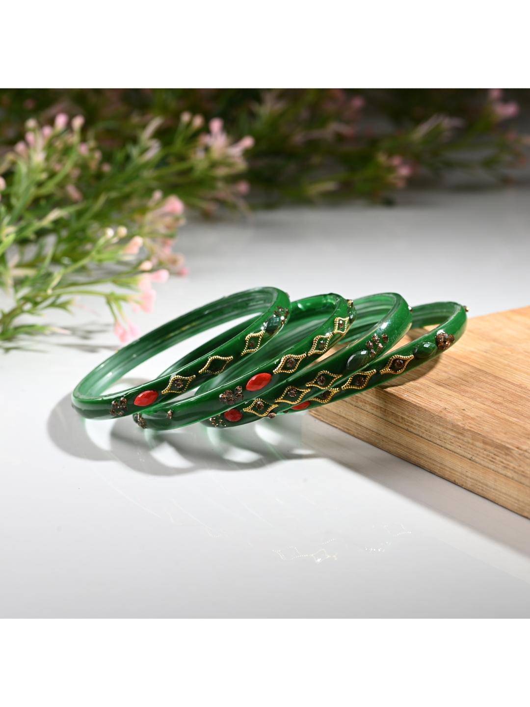 Somil Green Bangle Set ( Pack of 4 ) Somil Green Bangle Set ( Pack of 4 )