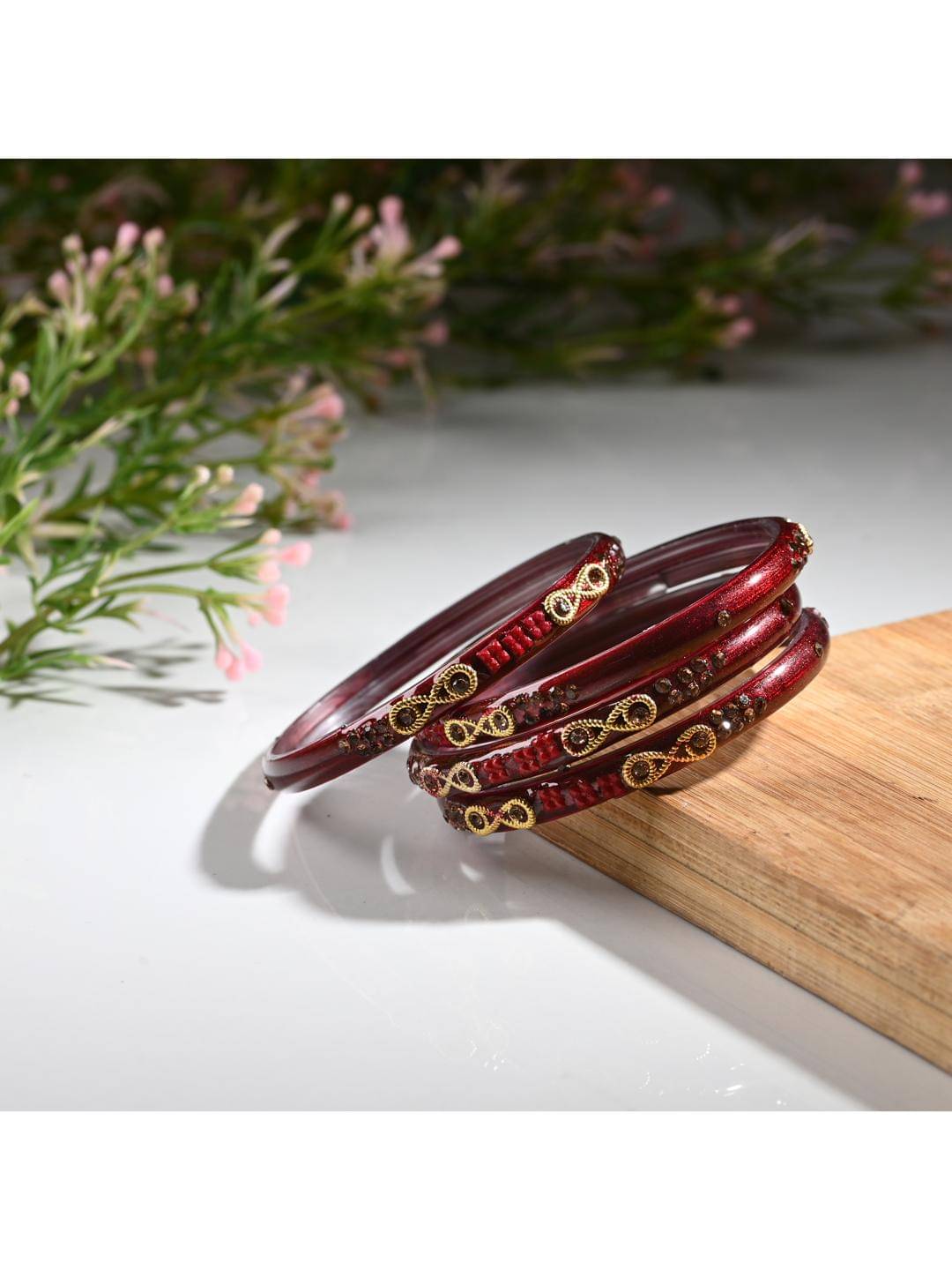Somil Maroon Bangle Set ( Pack of 4 ) Somil Maroon Bangle Set ( Pack of 4 )