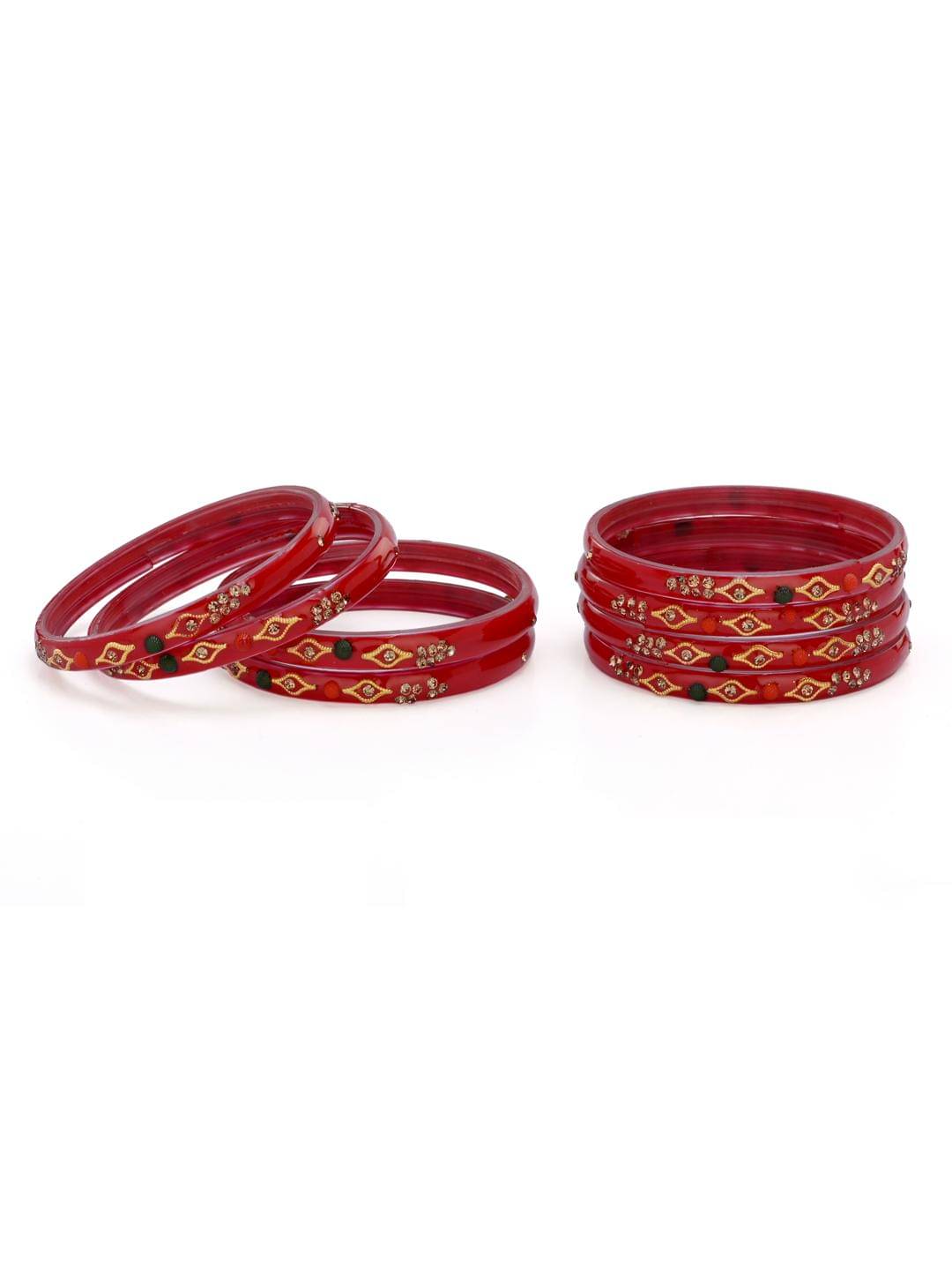 Somil Red Bangle Set ( Pack of 8 ) Somil Red Bangle Set ( Pack of 8 )