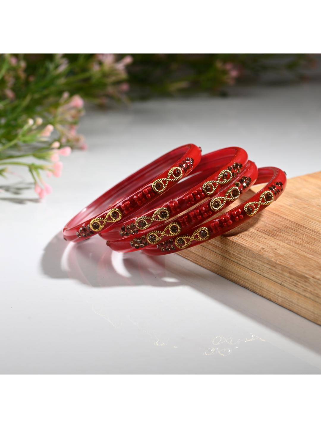 Somil Red Bangle Set ( Pack of 4 ) Somil Red Bangle Set ( Pack of 4 )