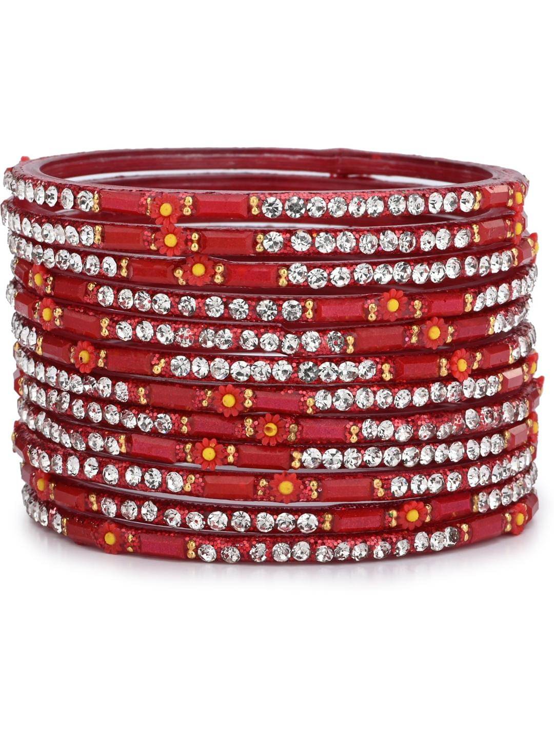 Somil Red Bangle Set ( Pack of 12 ) Somil Red Bangle Set ( Pack of 12 )