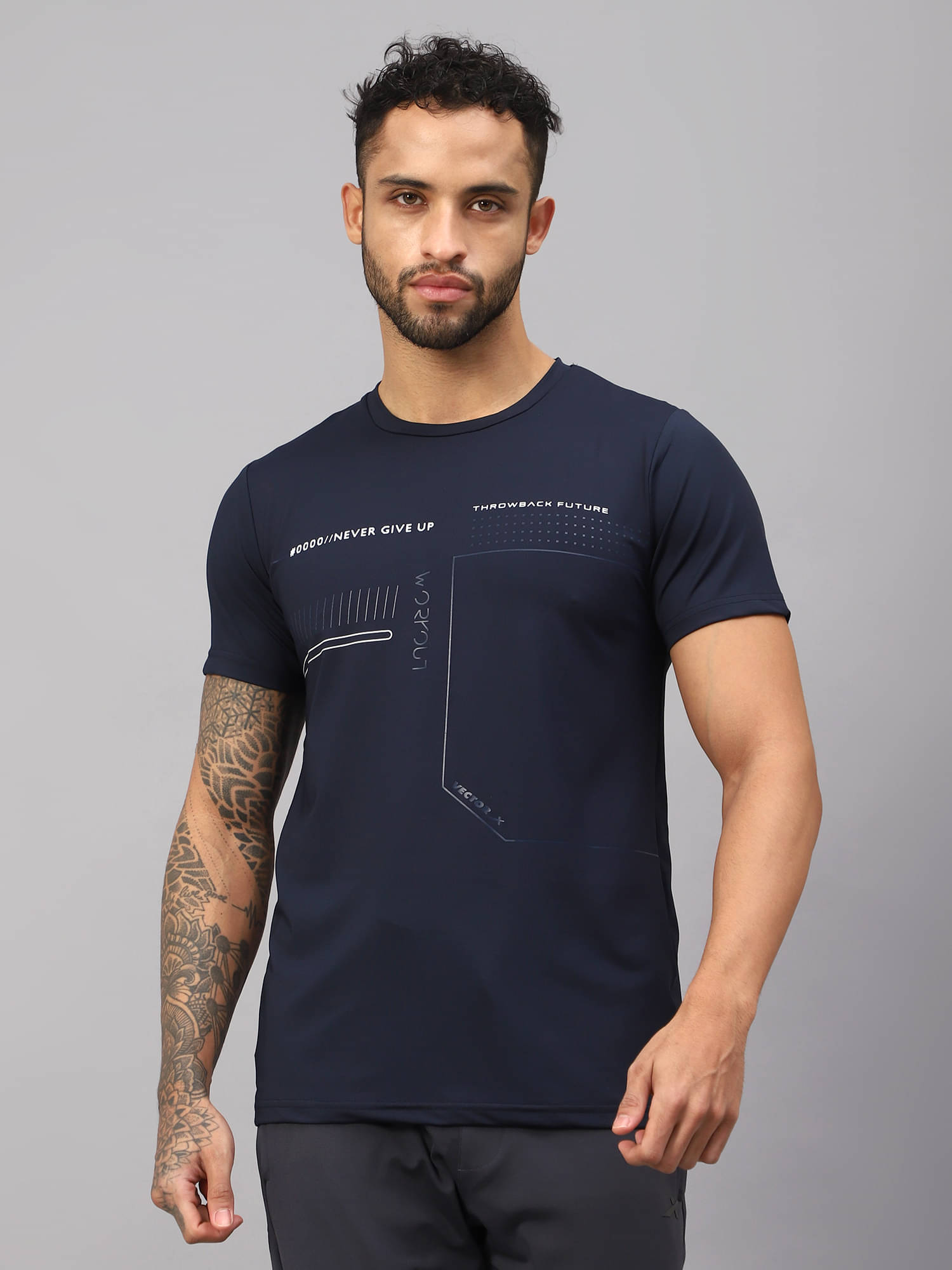     			Vector X Navy Polyester Regular Fit Men's Sports T-Shirt ( Pack of 1 )
