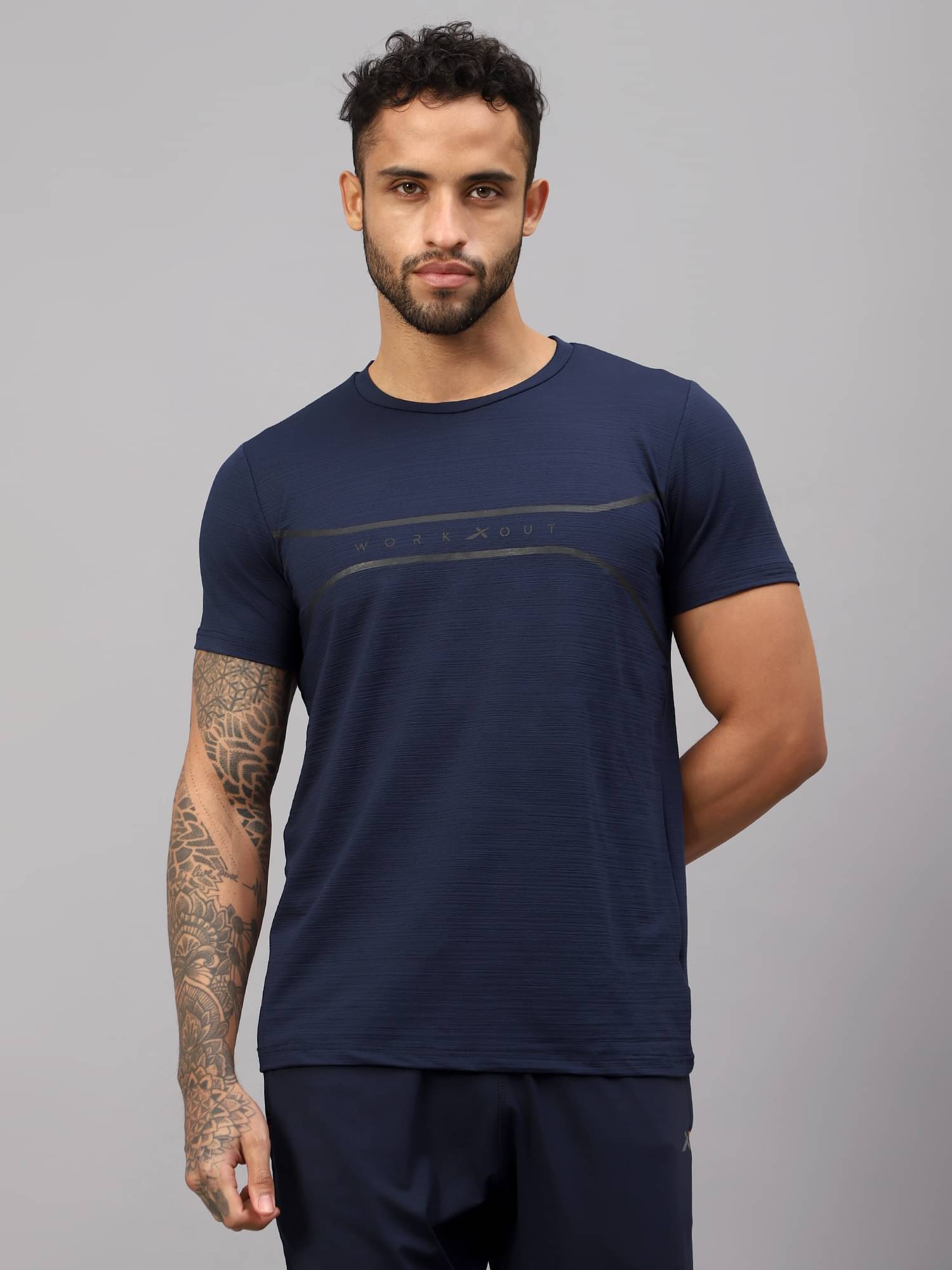 Vector X Navy Polyester Regular Fit Men's Sports T-Shirt ( Pack of 1 ) Vector X Navy Polyester Regular Fit Men's Sports T-Shirt ( Pack of 1 )