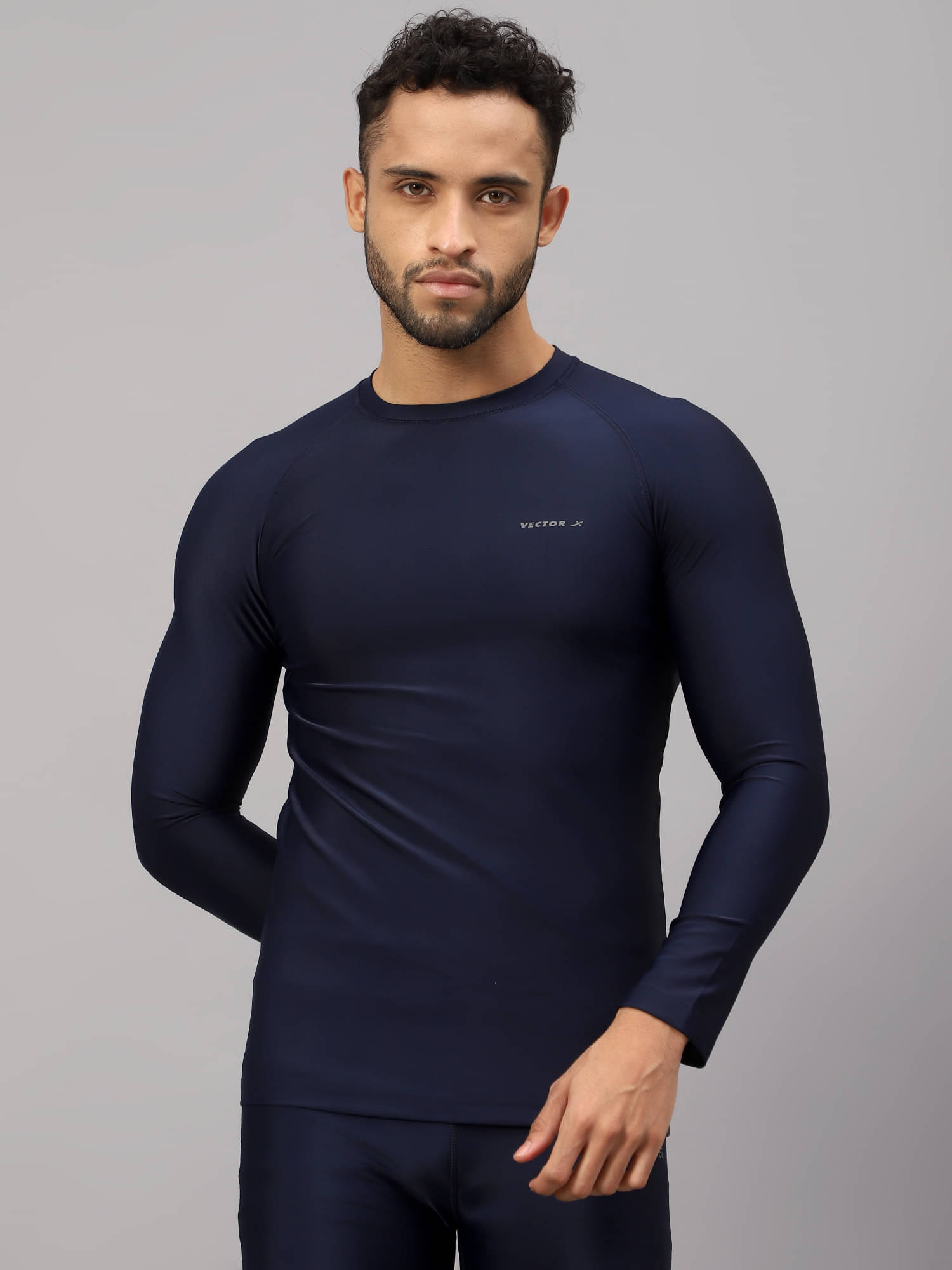 Vector X Navy Polyester Slim Fit Men's Compression T-Shirt ( Pack of 1 ) Vector X Navy Polyester Slim Fit Men's Compression T-Shirt ( Pack of 1 )