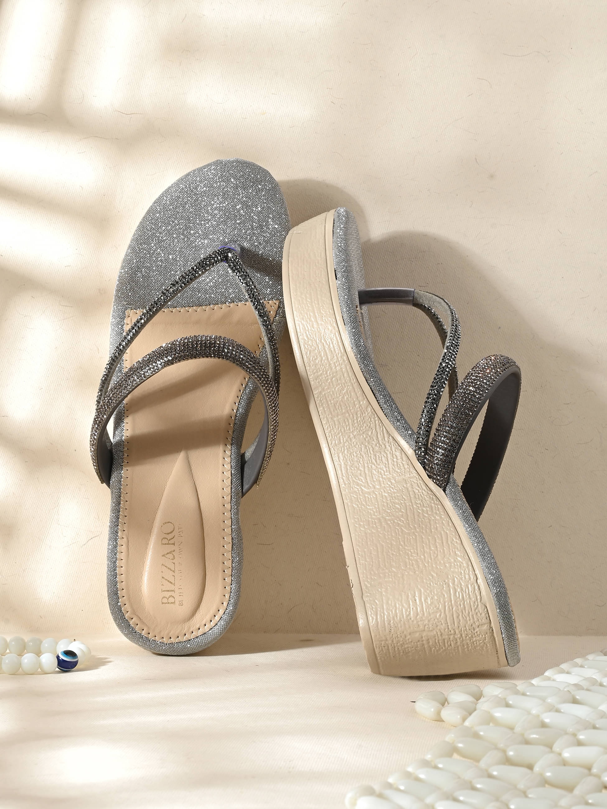     			BIZZARO Silver Women's Slip On Heels