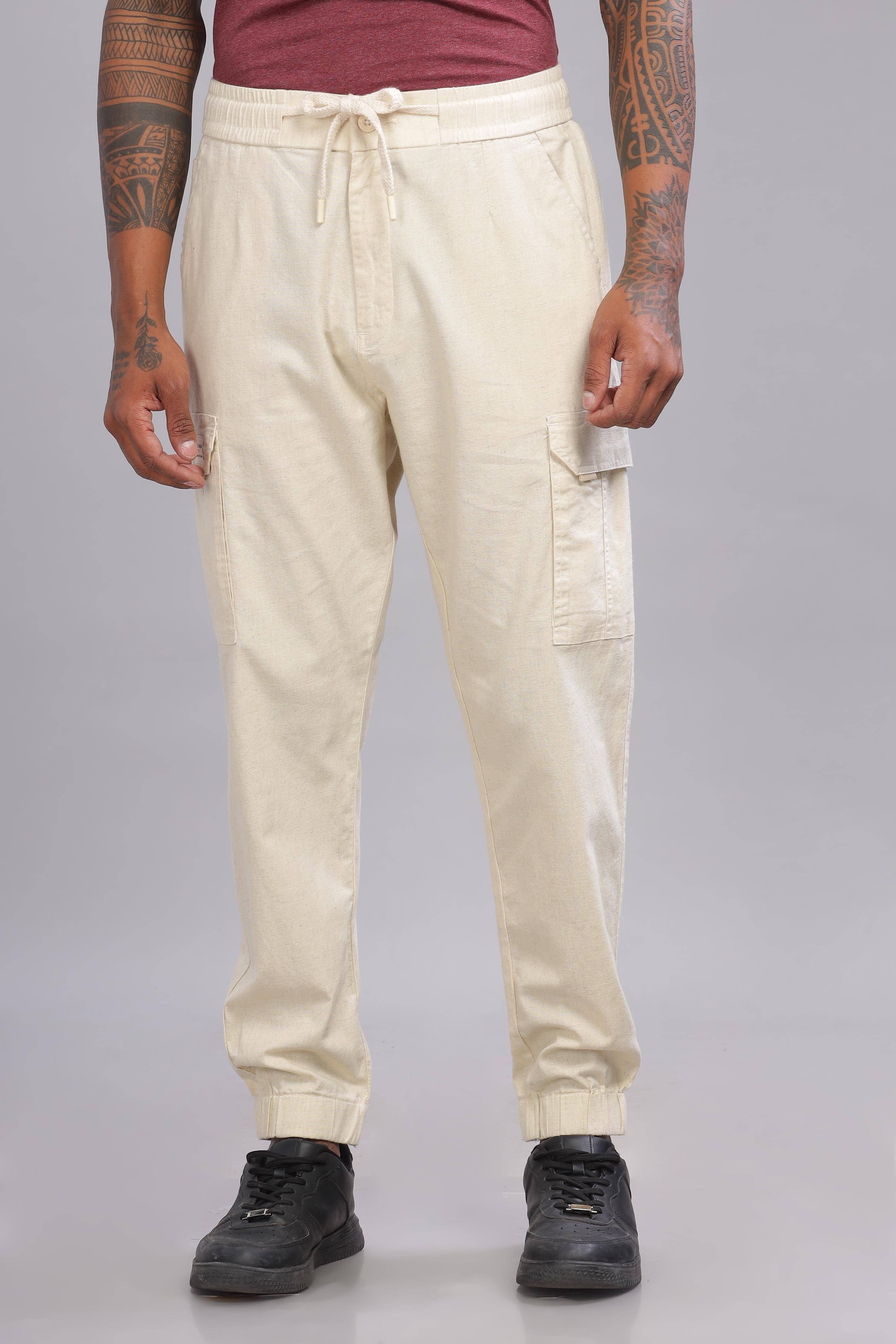     			COLOR HUNT Regular Flat Men's Cargos - Off White ( Pack of 1 )