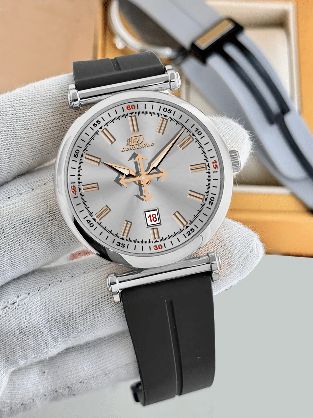     			DoubleRun Black Silicon Analog Men's Watch