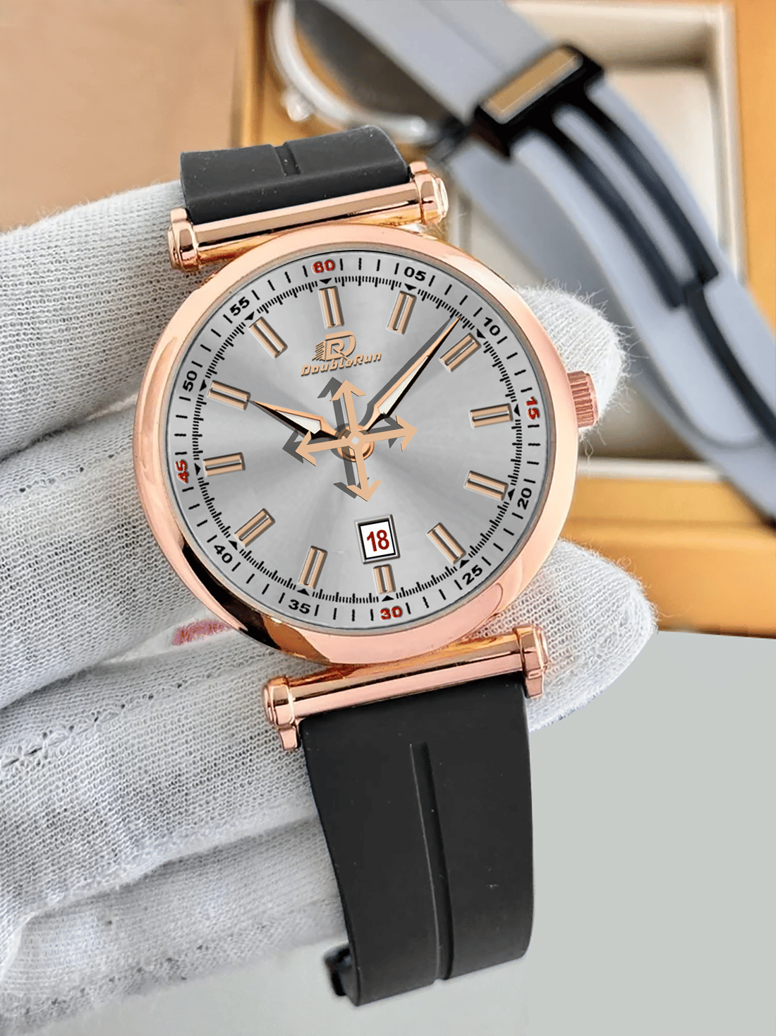     			DoubleRun Black Silicon Analog Men's Watch