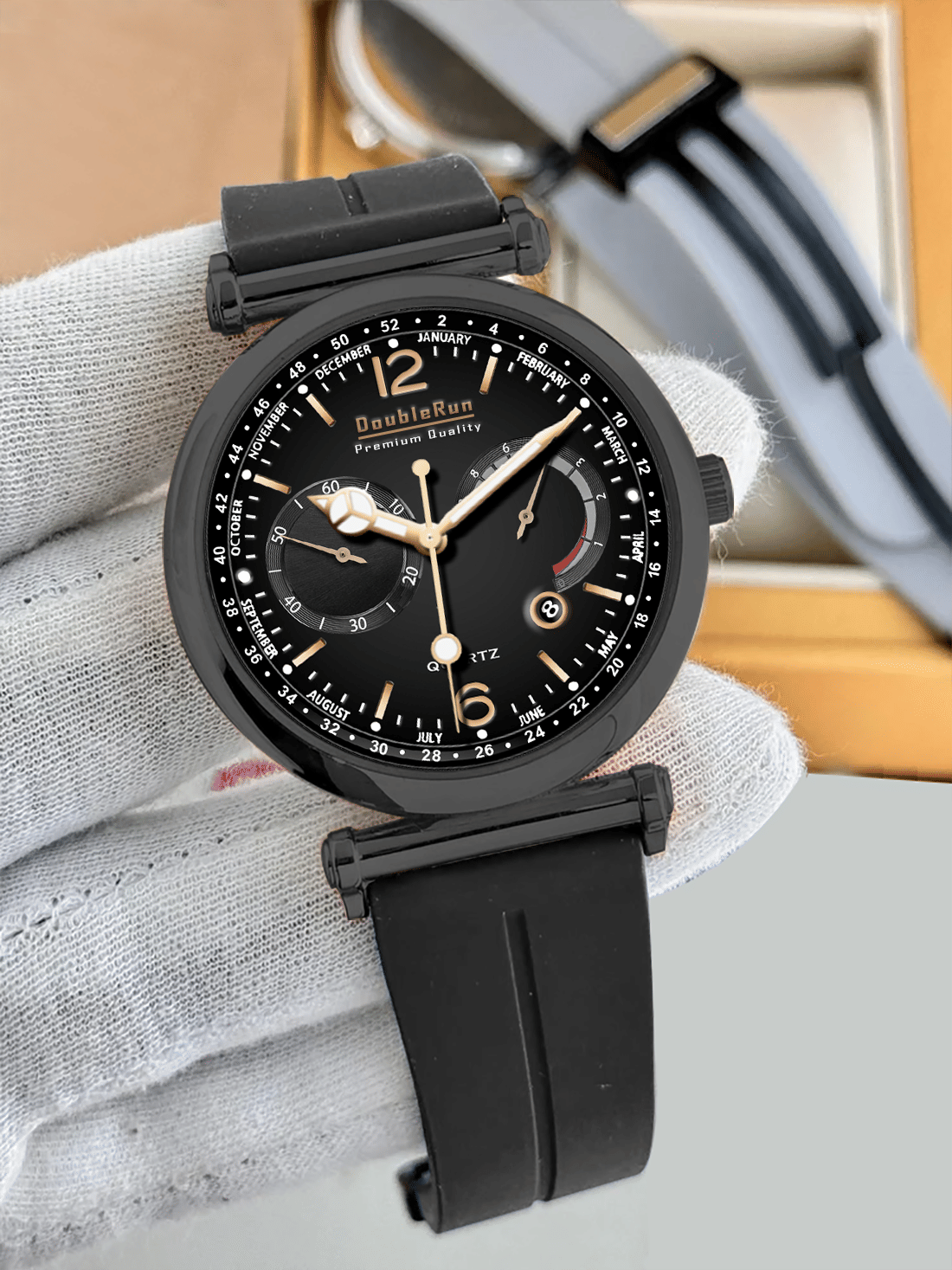     			DoubleRun Black Silicon Analog Men's Watch