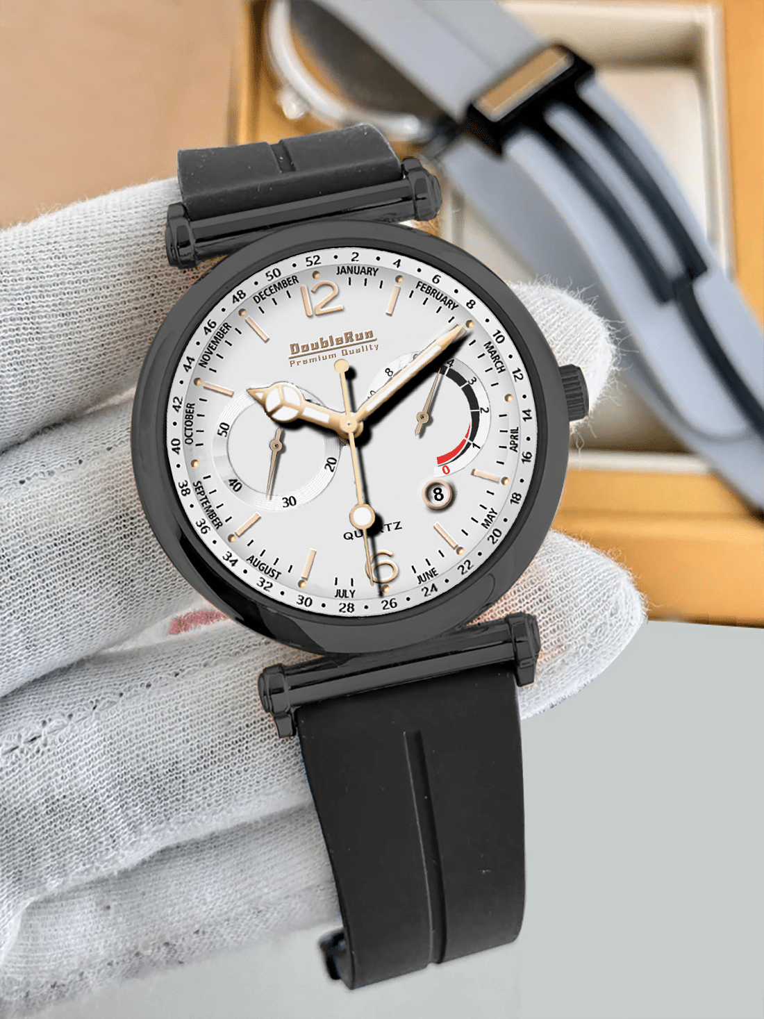     			DoubleRun Black Silicon Analog Men's Watch
