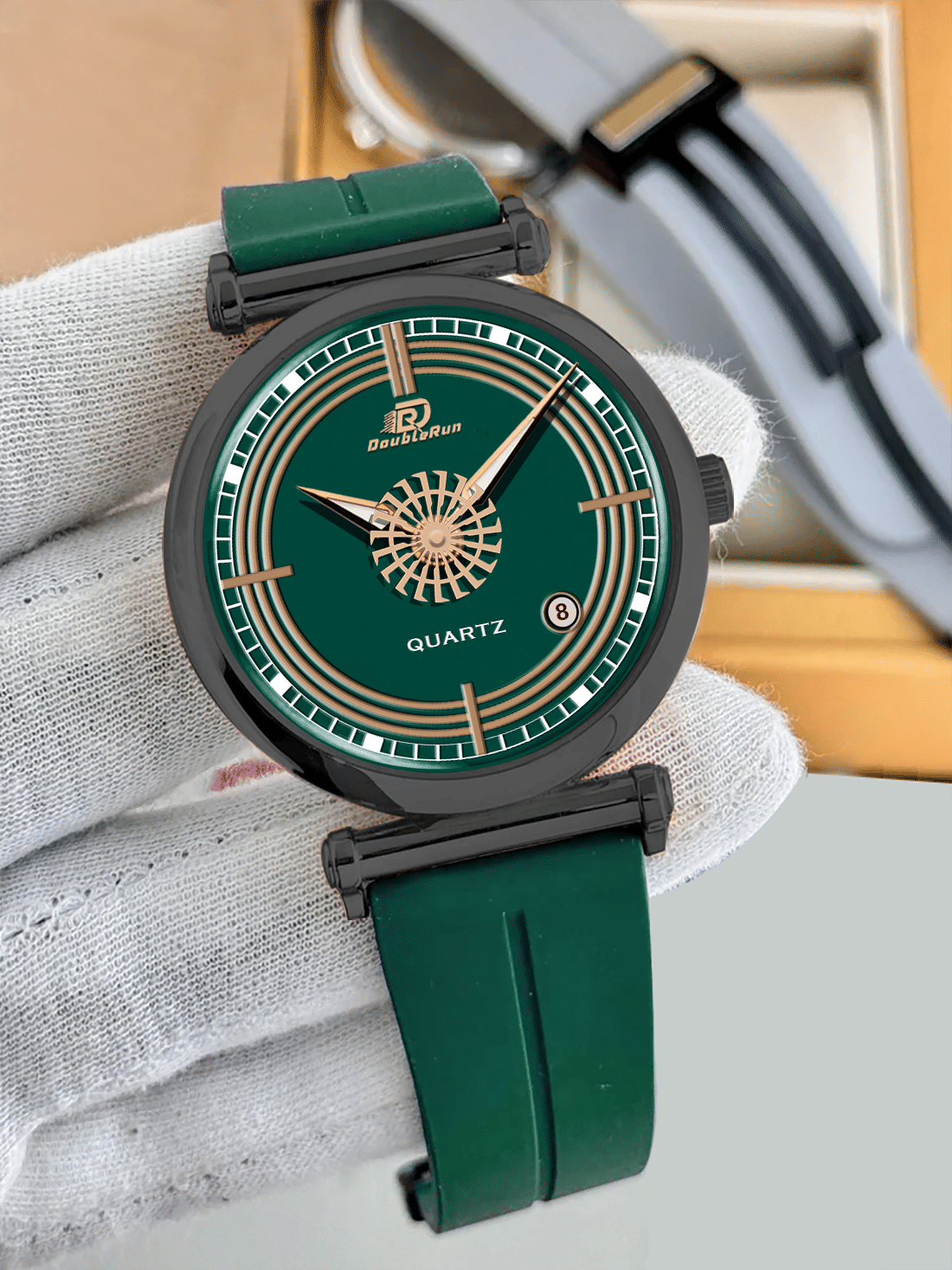     			DoubleRun Green Silicon Analog Men's Watch