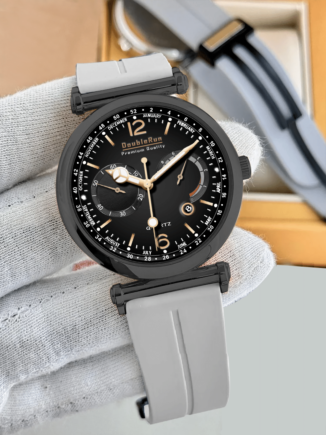     			DoubleRun Light Grey Silicon Analog Men's Watch