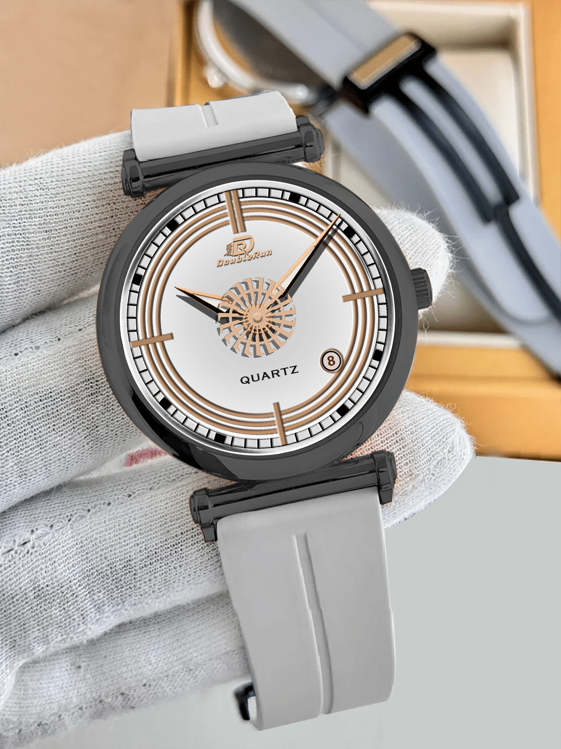     			DoubleRun Light Grey Silicon Analog Men's Watch