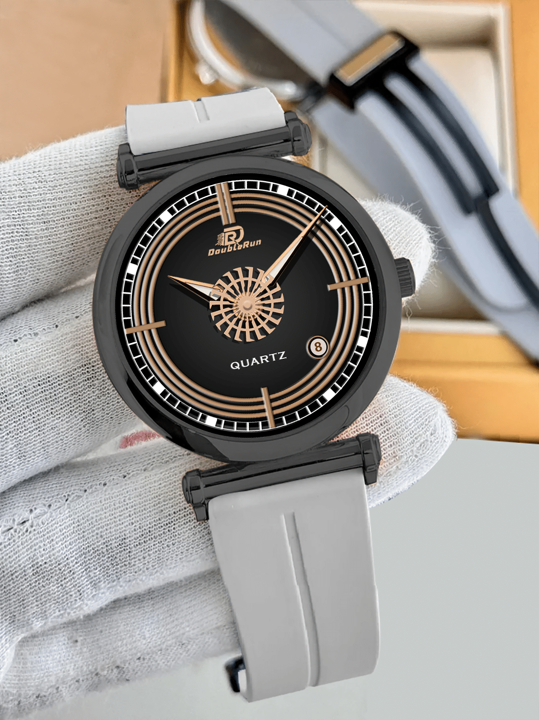     			DoubleRun Light Grey Silicon Analog Men's Watch
