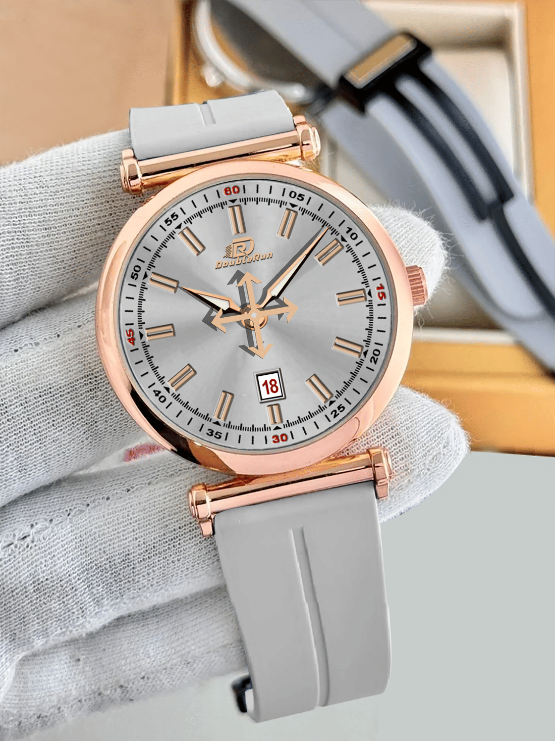     			DoubleRun Light Grey Silicon Analog Men's Watch