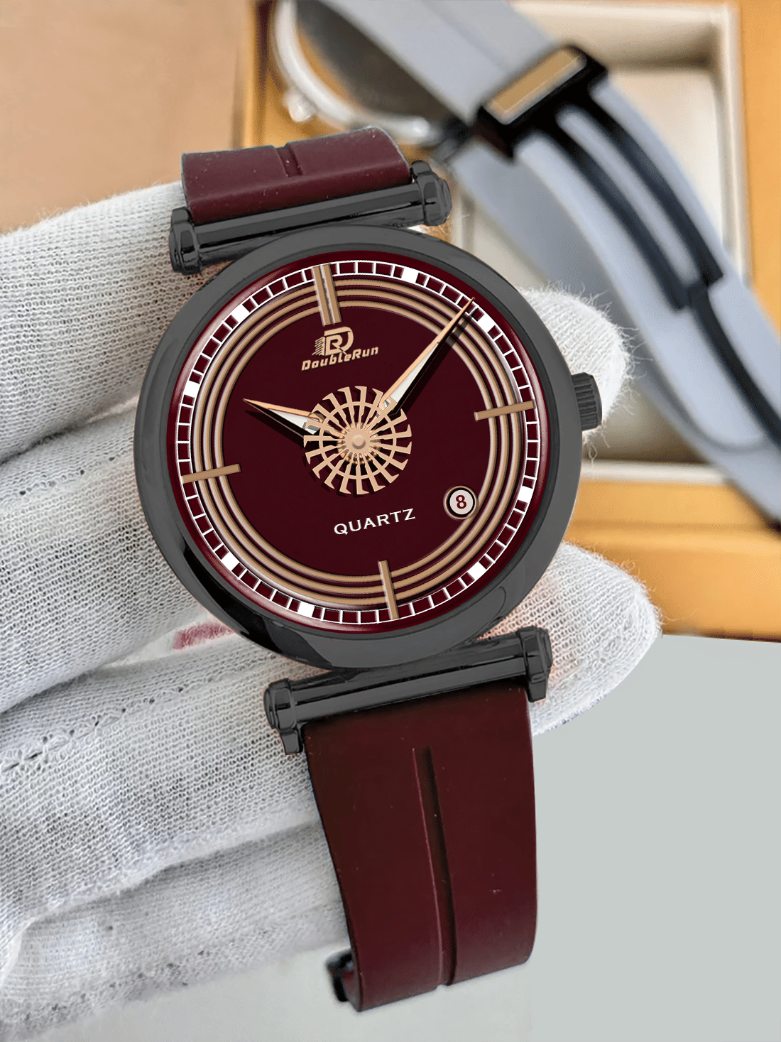     			DoubleRun Maroon Silicon Analog Men's Watch