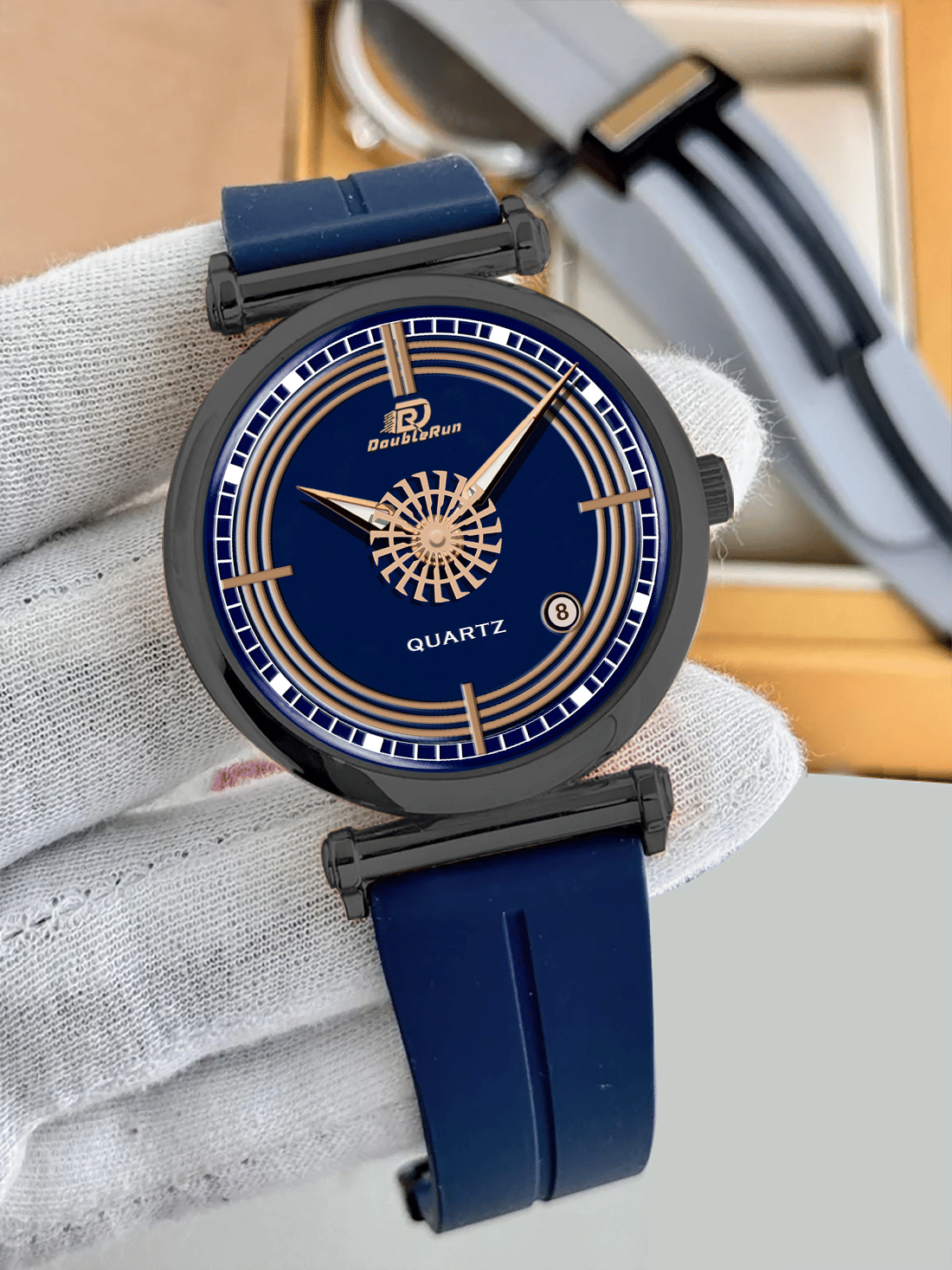     			DoubleRun Navy Blue Silicon Analog Men's Watch