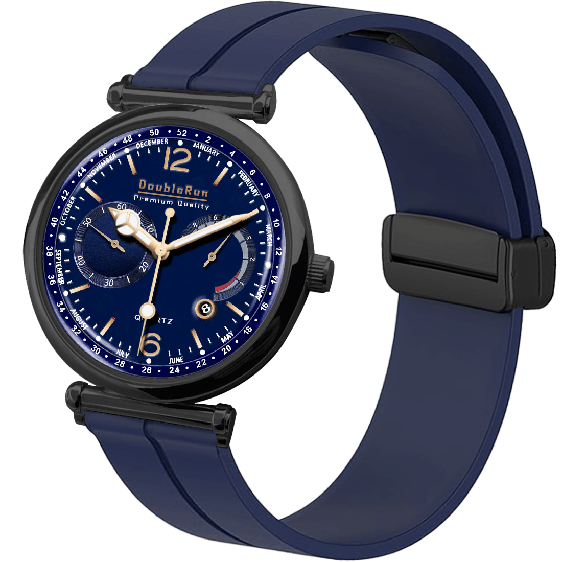     			DoubleRun Navy Blue Silicon Analog Men's Watch