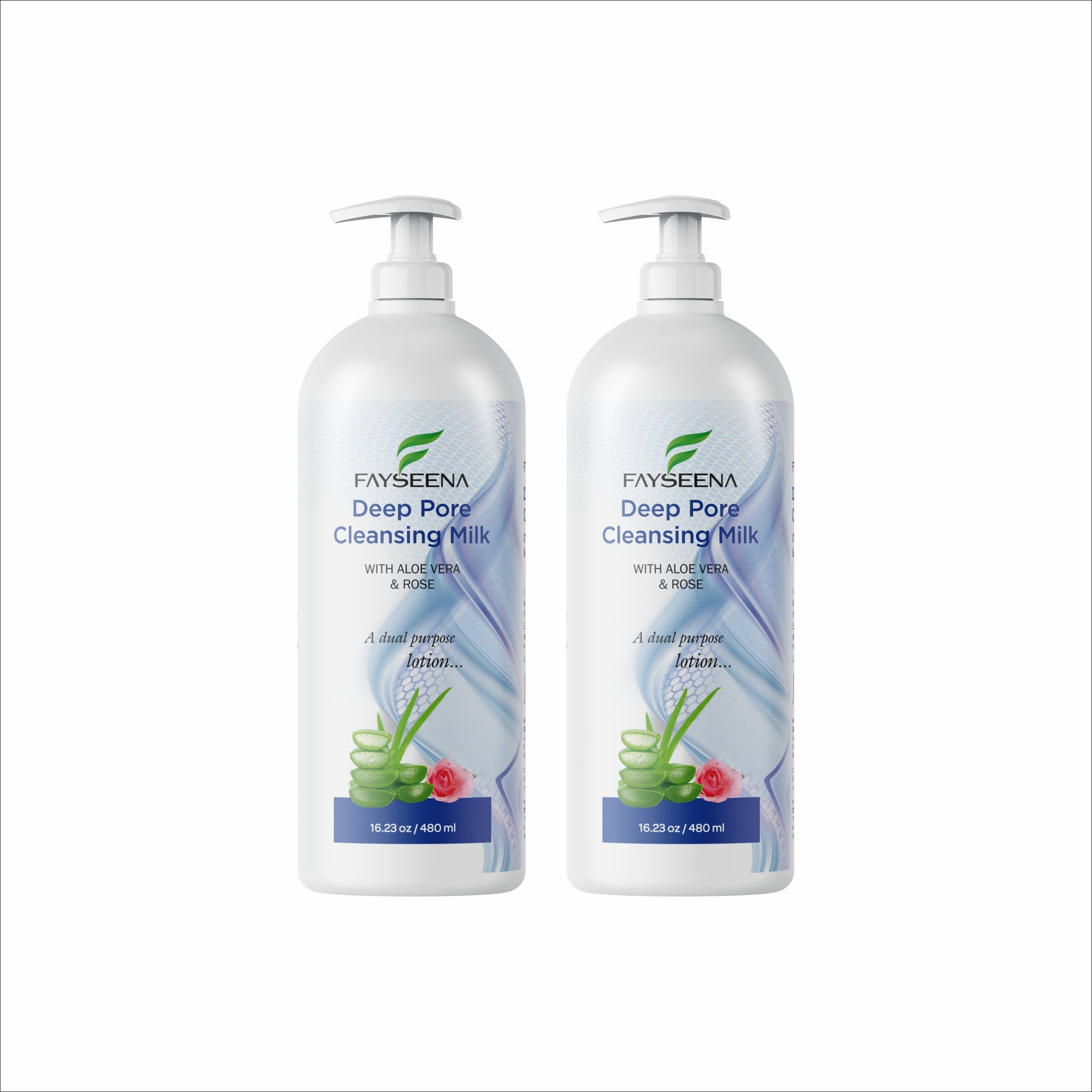 Fayseena Deep Pore Cleansing Milk With AloeVera & Rose -480 ml (Pack Of 2)