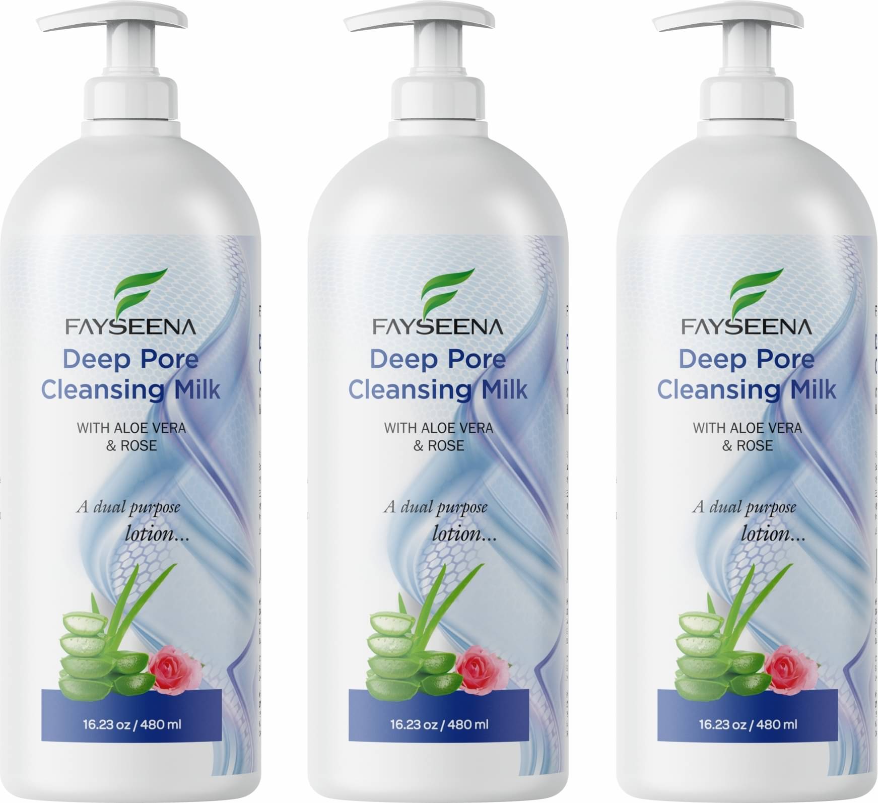 Fayseena Deep Pore Cleansing Milk With AloeVera & Rose -480 ml (Pack Of 3) Fayseena Deep Pore Cleansing Milk With AloeVera & Rose -480 ml (Pack Of 3)