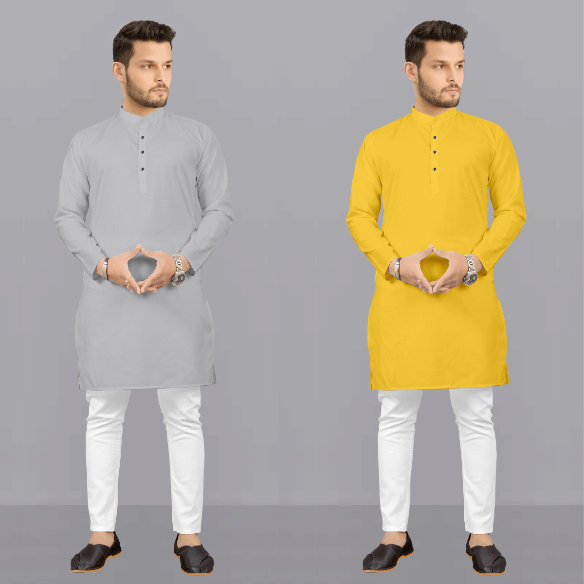Fashionfricks Multi Cotton Blend Regular Fit Men's Kurta Pyjama Set ( Pack of 2 ) - Kurtas & Kurta Sets | Buy online on ZillyBuy