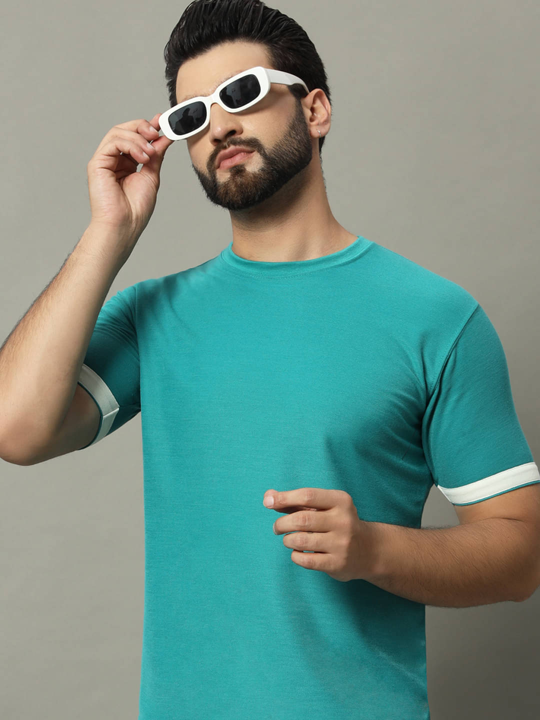     			GET GOLF Pack of 1 Cotton Blend Regular Fit Men's T-Shirt ( Turquoise )