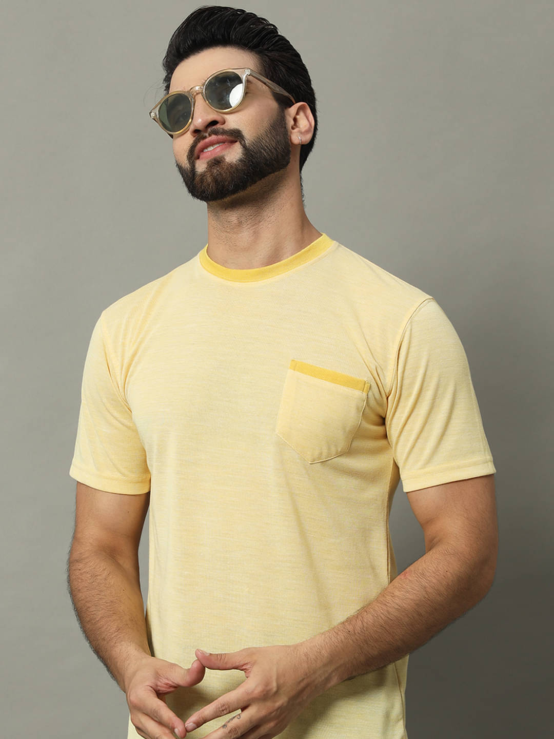 GET GOLF Pack of 1 Cotton Blend Regular Fit Men's T-Shirt ( Yellow )     			GET GOLF Pack of 1 Cotton Blend Regular Fit Men's T-Shirt ( Yellow )