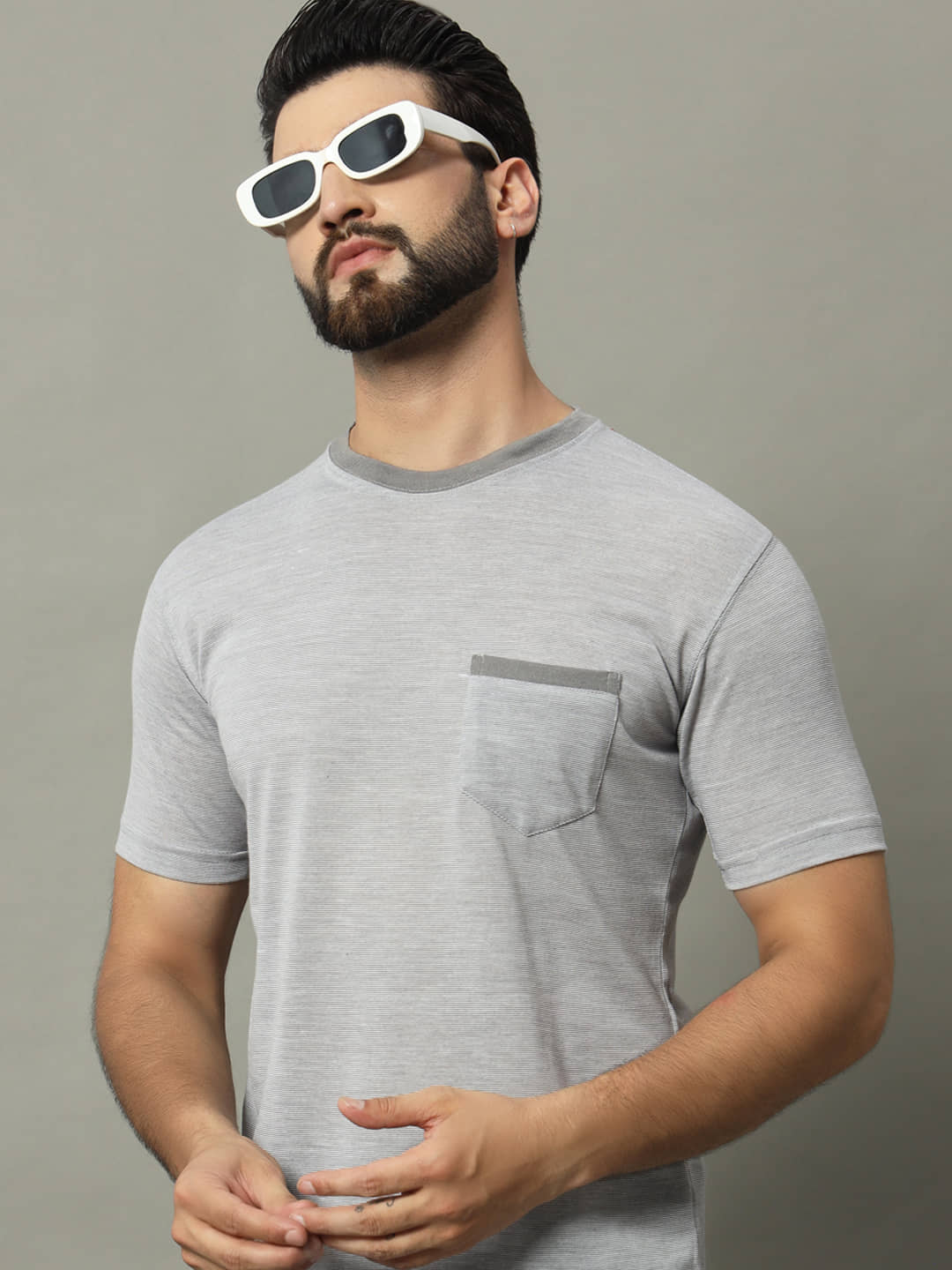 GET GOLF Pack of 1 Cotton Blend Regular Fit Men's T-Shirt ( Grey )