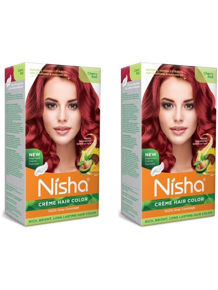     			Nisha Creme Hair Color Cherry Red 120g Pack of 2, Permanent Hair Colour, 100% Grey Coverage, Long Lasting Hair Colour