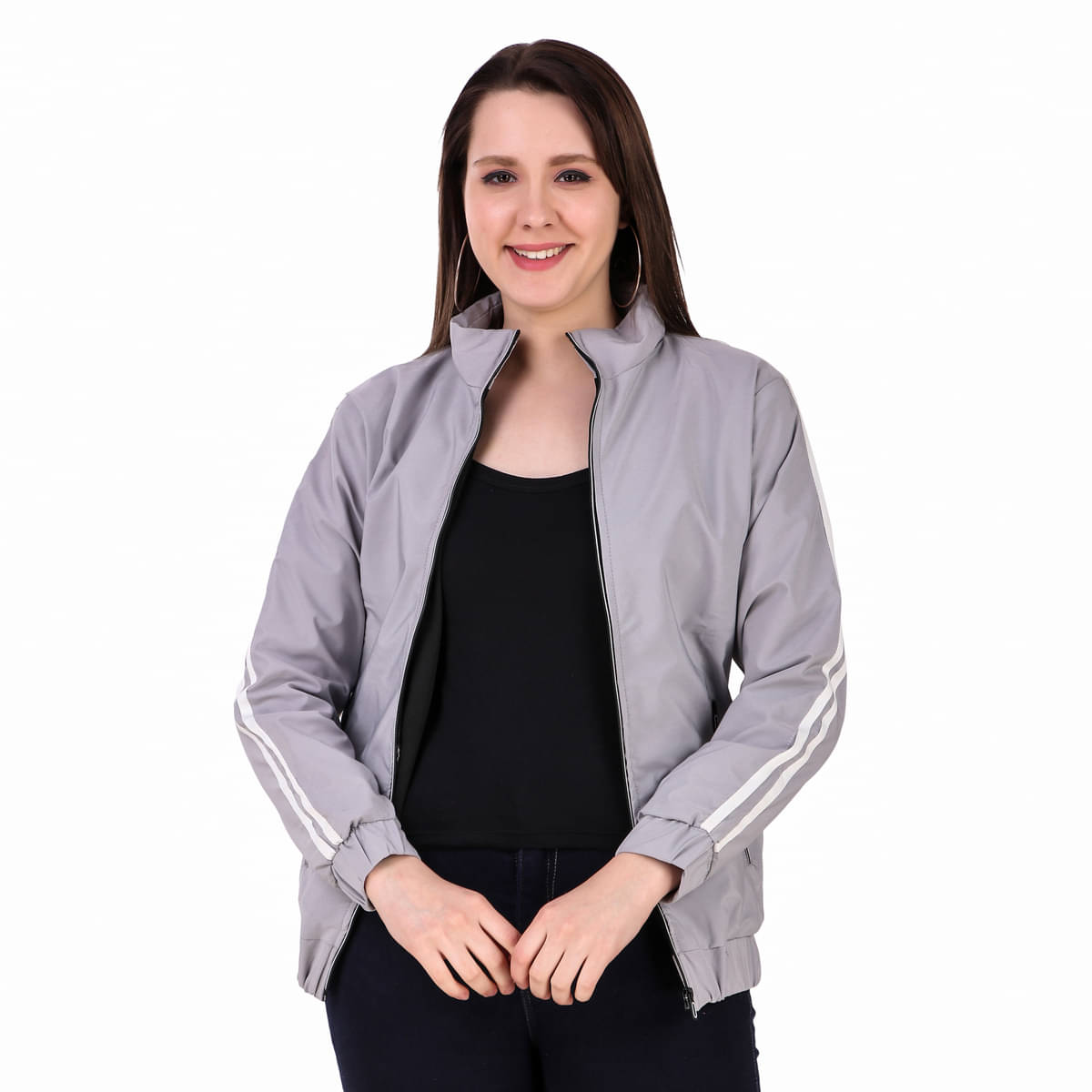 PLUS PARADISE - Polyester Blend Grey Jackets PLUS PARADISE - Polyester Blend Grey Jackets
