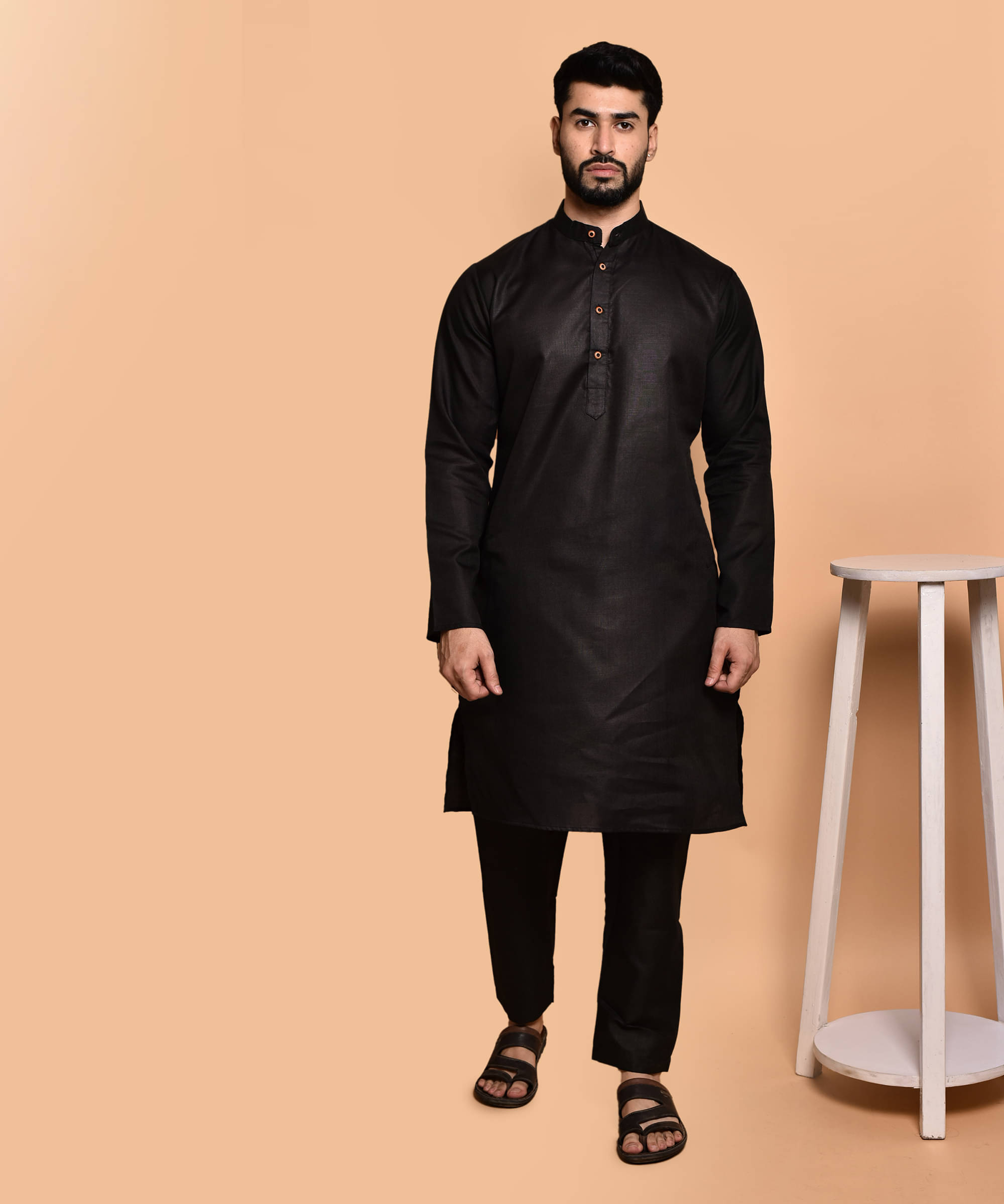 PRINTCULTR Black Cotton Regular Fit Men's Kurta Pyjama Set ( Pack of 1 ) PRINTCULTR Black Cotton Regular Fit Men's Kurta Pyjama Set ( Pack of 1 )